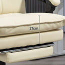 Sedia Ufficio Ergonomica Girevole e Reclinabile con Poggiapiedi in Finta Pelle Beige      