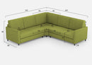 Divano Angolare 5 Posti 241x241x85 cm Karay in Tessuto Verde