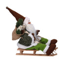 Pupazzo Babbo Natale in Tessuto su slitta verde cm 33x12xh30