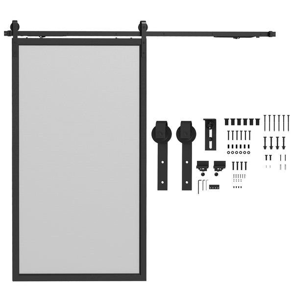 Kit Porta Scorrevole 90kg max Salvaspazio 244x0,5x4 cm in Acciaio al Carbonio con Accessori Nero prezzo