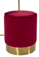 Comodino Toeletta con Puff Vellit Rosso Ø52x70 cm - Ø36x39 cm in Pino e MDF e Metallo      