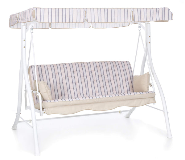 sconto Dondolo 3 Posti da Giardino 198x140x174 cm Schienale Reclinabile per Funzione Letto Zanzibar Bianco