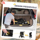Passeggino per Cani Pieghevole 75x45x97 cm Peso Max 10 kg con Cestino e Portabicchiere Nero 