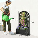 Fioriera con Traliccio ad Arco per Rampicanti 61x23x113 cm con Fori di Drenaggio in Metallo Nero      