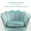 Poltrona Imbottita 76x67x74 cm in Tessuto Effetto Velluto Azzurra