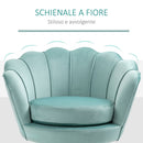 Poltrona Imbottita 76x67x74 cm in Tessuto Effetto Velluto Azzurra