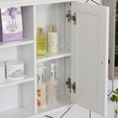 Mobiletto da Parete Salvaspazio 4 Ripiani Anta in Legno Bianco 53x14.5x50.5 cm