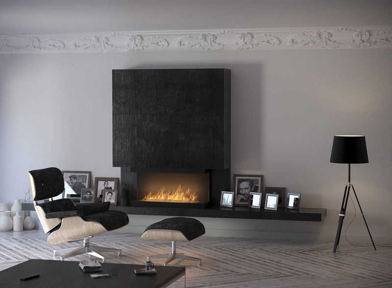 Camino a Bioetanolo da Incasso 100x50 cm Inside C 1000 V3 Nero con Vetro