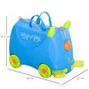 Valigia Trolley Bagaglio a Mano Cavalcabile per Bambini 4 Ruote Azzurra