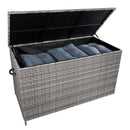 Baule da Esterno 138x70x80 cm in Rattan con Borsa Impermeabile Grigio 