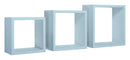 Set 3 Mensole da Parete Cubo in Fibra di Legno Incubo Blu Baltico