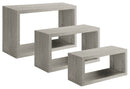 Set 3 Mensole da Parete Rettangolare in Fibra di Legno Trittico Rovere Grigio New