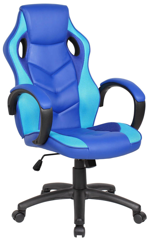 acquista Sedia da Gaming Ergonomica 61x66x116 cm in Similpelle Blu e Azzurra
