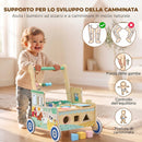 Girello per Bambini 1-3 Anni 41x31,5x47 cm Carrello Primi Passi con Vano Portaoggetti in Legno Multistrato Verde      