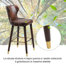 Set 2 Sgabelli da Bar Alti in Similpelle  Marrone e Oro