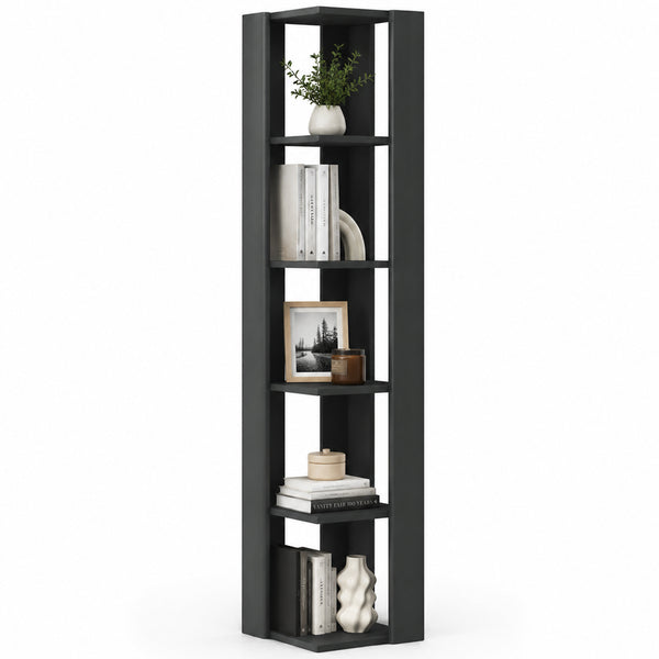 Libreria Angolare 34x34x161 cm Scaffale Salvaspazio 5 Ripiani in Legno Antracite online