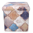 Pouff in Similpelle pieghevole blu marocco quadro cm 38x38xh38
