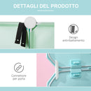 Scarpiera Modulare 145x47x145 cm 16 Cubi in Acciaio Verde e Azzurro