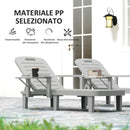 Set 2 Lettini da Giardino Regolabili 79x158x88 cm con Tavolino Pieghevole in Polipropilene Grigio Chiaro  