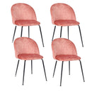 Set 4 Sedie Imbottite 45x55x79 cm in Velluto Rosa Chiaro