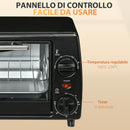 Fornetto Elettrico 10L 750W 36,5x26x22 cm Temperatura Regolabile e Timer Nero