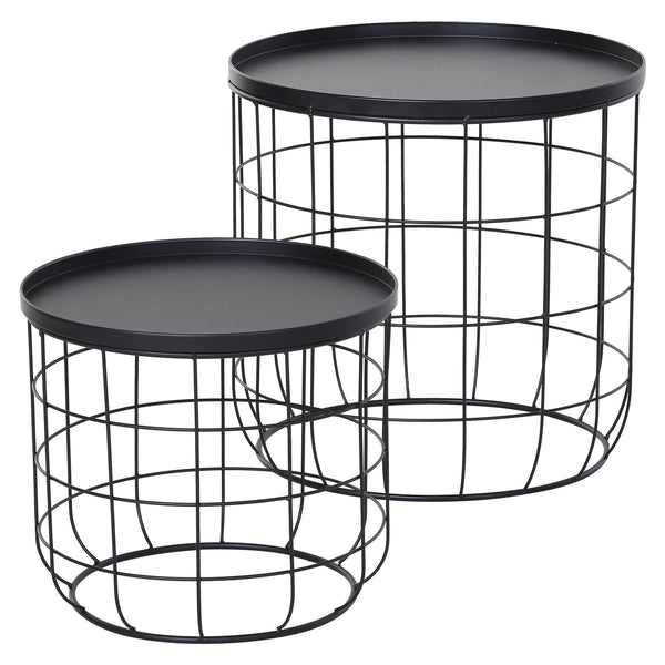 Set 2 Tavolini in Metallo Ø50x50 cm e Ø41,5x35,5 cm Net Nero prezzo