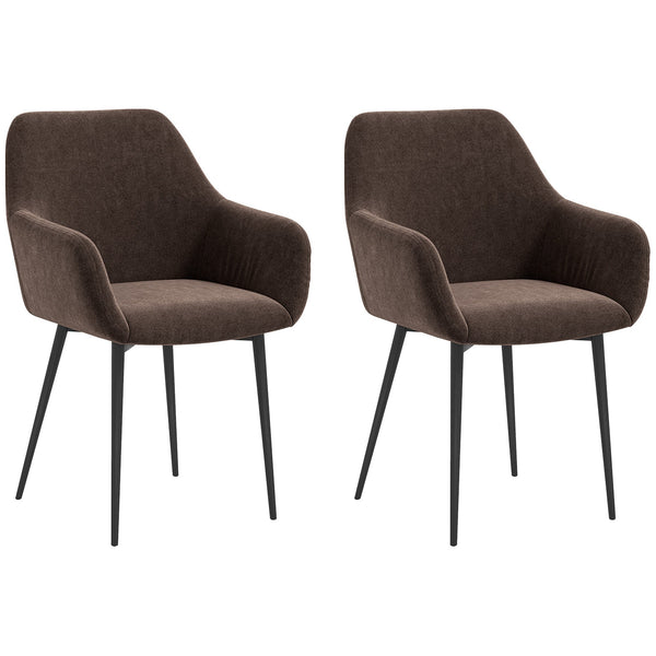 prezzo Set 2 Sedie Imbottite Stile Nordico 54x57x80 cm Tessuto Effetto Velluto Marrone