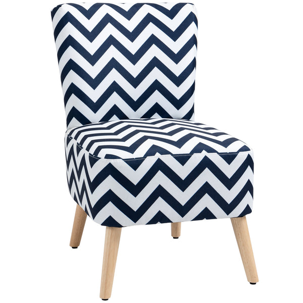 Sedia Imbottita 51x62x81 cm in Tessuto Effetto Lino Blu e Bianco prezzo