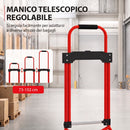 Carrello Portapacchi 38,5x40x102 cm con Maniglia Telescopica Portata 60 kg e Telaio in Acciaio Rosso      