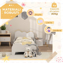 Letto Montessori per Bambini 3-8 Anni 143,5x74,5x56 cm con Sponde Anti-Caduta a Forma di Nuvola in MDF Bianco      