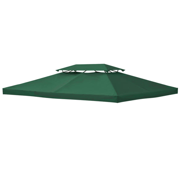 Copertura per Gazebo a 2 Livelli con Cinghie e 10 Fori di Drenaggio 4x3m in Poliestere Verde acquista