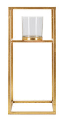 Porta Candele Elegant 15x15x35 cm in Ferro e Vetro Oro      