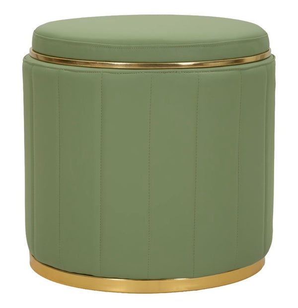 online Puff con Contenitore London Verde Ø46,5x44 cm in Pino e MDF e Spugna e Metallo e PU