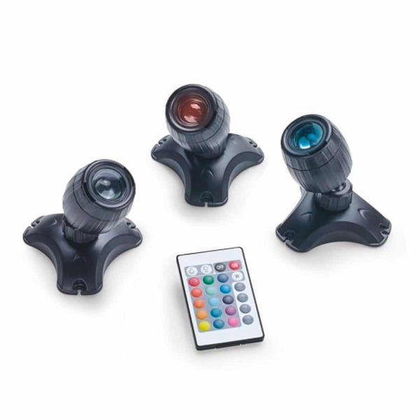 sconto Set 3 Faretti per Laghetti da Giardino a LED con Telecomando
