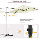 Ombrellone da Giardino a Sbalzo Ø256x245 cm con Rotazione a 360 Beige   