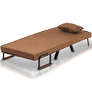 Poltrona Letto Reclinabile Chaise Lounge e Seduta Imbottita Convertibile Marrone