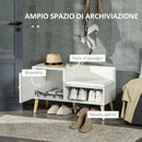 Scarpiera da Ingresso con Seduta Imbottita e Armadietto 80x33x49 cm Bianco  