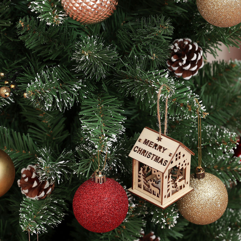 Albero di Natale Innevato Slim 150 cm 395 Rami con Pigne in Plastica e Acciaio Verde  