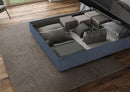 Letto Matrimoniale Imbottito in Microfibra Antea Large Blu Varie Misure