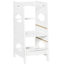 Torre Montessoriana per Bambini 40x50x90 cm Altezza Regolabile in MDF Bianca