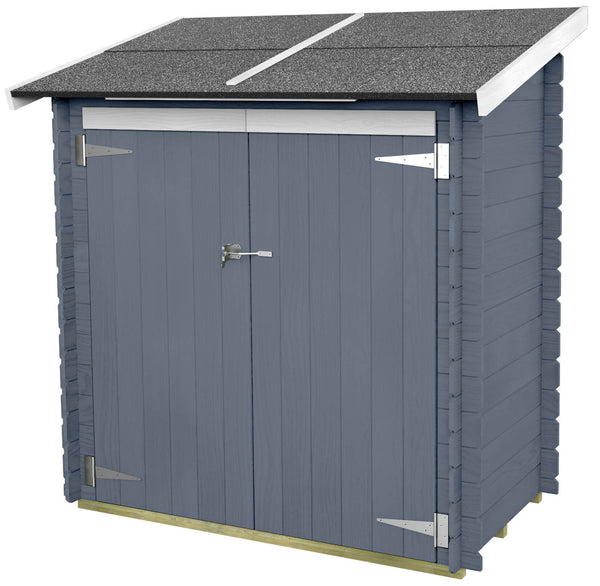 Casetta Box da Giardino per Attrezzi 155x85 cm con Porta Doppia Cieca in Legno Grigio acquista