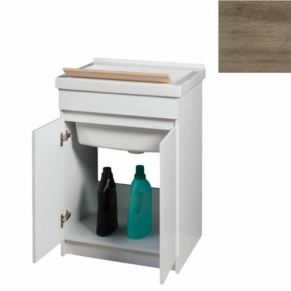 Mobile Lavatoio in Ceramica 2 Ante con Strofinatoio in Legno Massello 60x50x86A cm Olmo Naturale sconto