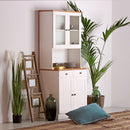 Credenza con vetrina 4 ante e 2 cassetti 88x197 cm 88x43x197 cm in legno bianco/noce