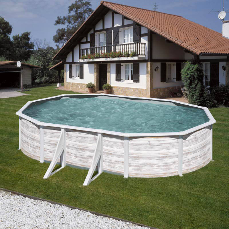 Piscina Ovale Fuori Terra 610x375xh120 cm in Acciaio e PVC Gre Finlandia