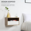Set 2 Comodini Sospesi 45x35x27,5 cm con Cassetto e Ripiano Bianco