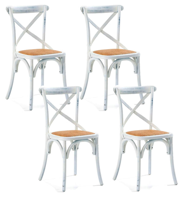 Set 4 Sedie Seduta in paglia 80x50x52 cm in Legno di Faggio Pompei Wood Bianco prezzo