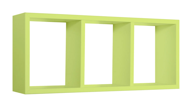 Mensola Rettangolare 3 Scomparti da Parete 70x30x15.5 cm in Fibra di Legno Tristano Verde