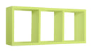 Mensola Rettangolare 3 Scomparti da Parete 70x30x15.5 cm in Fibra di Legno Tristano Verde