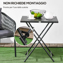 Tavolino da Esterni Pieghevole con Piedini Antiscivolo 60x60x71 cm in Acciaio Nero