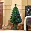 Albero di Natale Artificiale 90 cm 90 Rami in PVC e Fibra Ottica Verde 